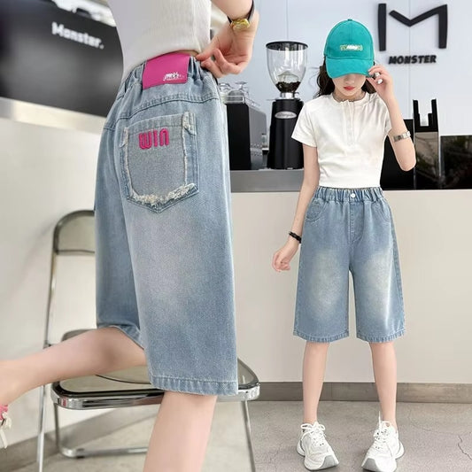 Girls' Mid-Length Lyocell Shorts – Summer New (Thin, Hot Pattern)