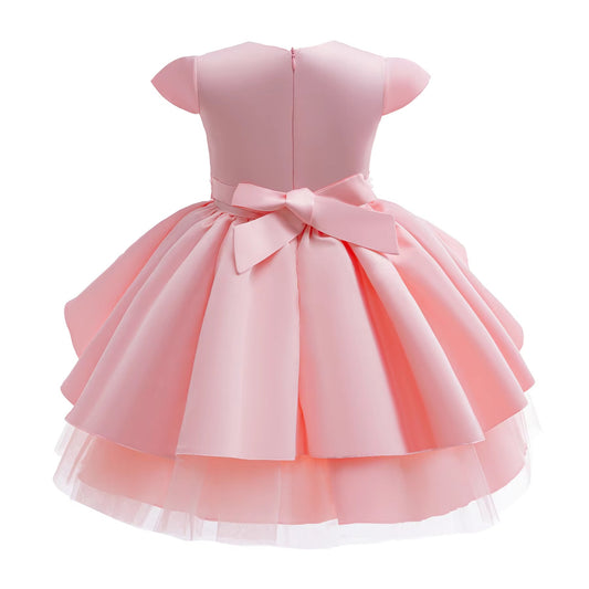 2025 Dropshipping Girls' Gauze Dresses – 3D Embroidered (Flower Girl)