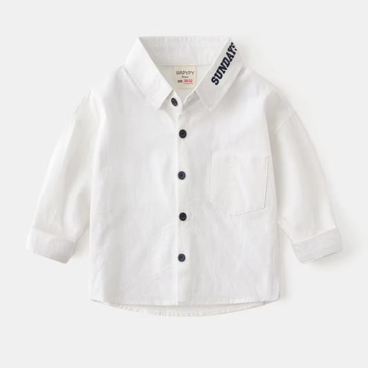 2024 Autumn Boys' Solid Shirt – Wholesale, Korean (Embroidered, Daily)