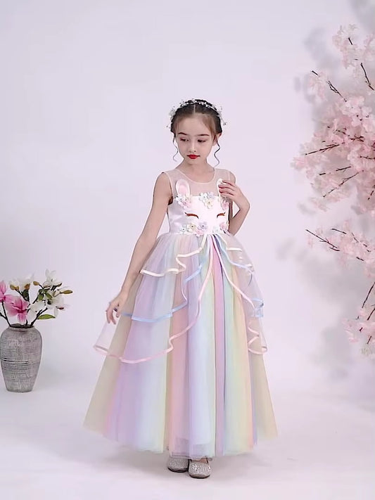 Girls' Fluffy Gauze Princess Dresses – Festival/Christmas (Unicorn, Flower Girl)