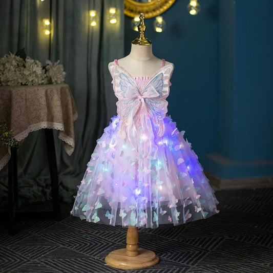 Wholesale Girls' Frozen Princess Dresses – 10-Color Mixed (Cotton, LED, Butterfly Sling)