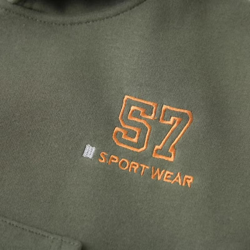 Boys' Korean-Style Velvet Hoodie – 2024 Autumn-Winter New (Thick, Casual, Handsome)