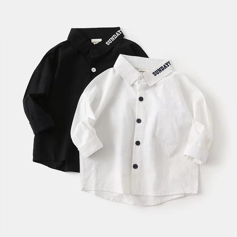 2024 Autumn Boys' Solid Shirt – Wholesale, Korean (Embroidered, Daily)