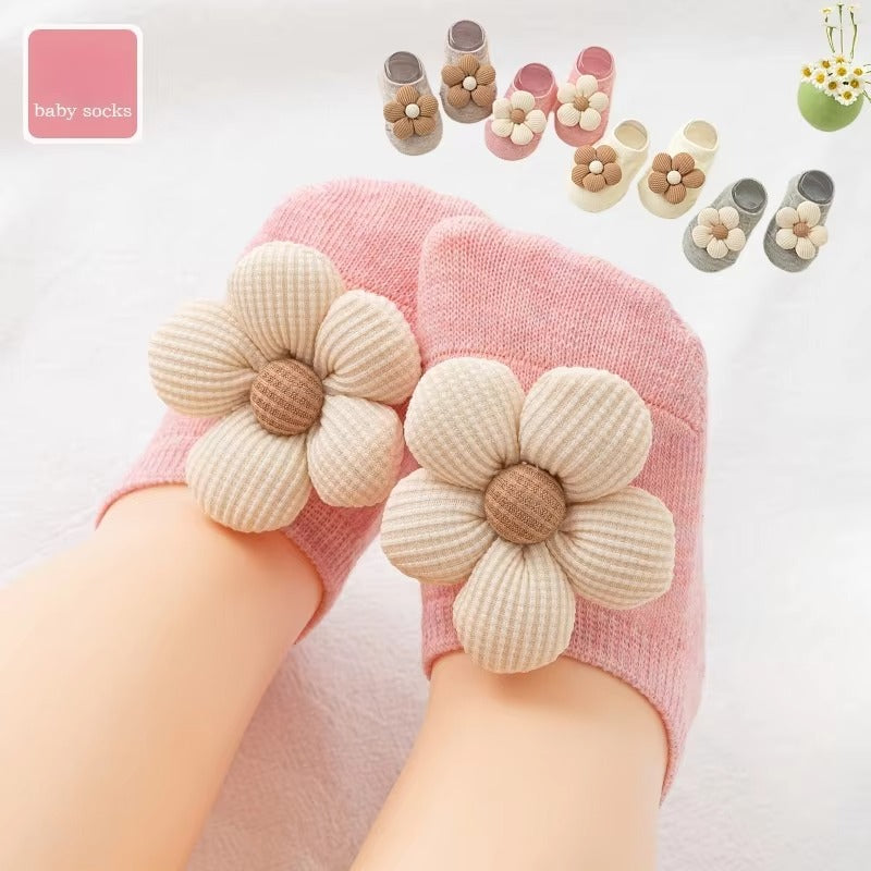 Infant Flower Boat Socks – Spring/Summer (Non-Slip Dot Glue)
