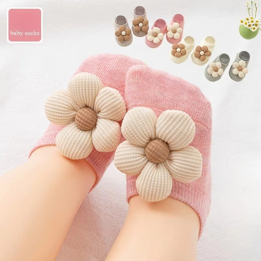 Infant Flower Boat Socks – Spring/Summer (Non-Slip Dot Glue)