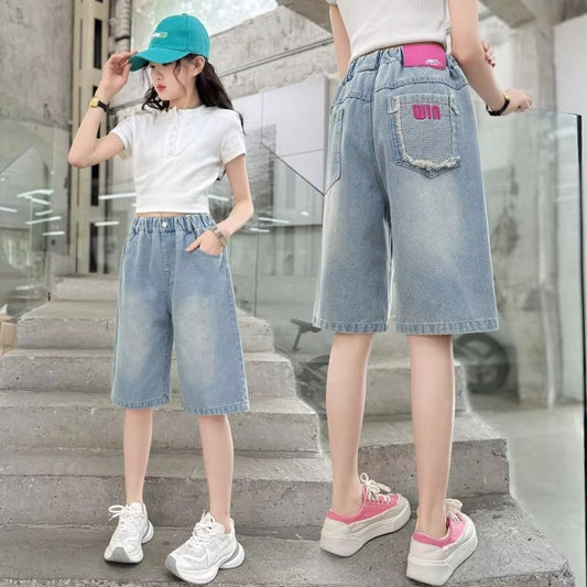 Girls' Mid-Length Lyocell Shorts – Summer New (Thin, Hot Pattern)