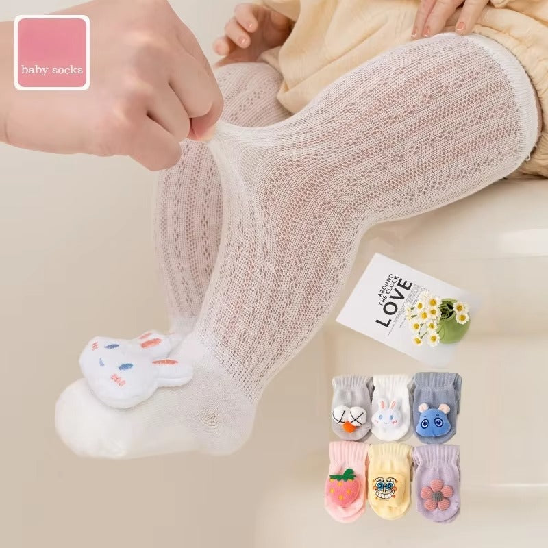Baby Girl Knee-High Socks – Summer Thin (Cute Animal, Mosquito-Proof)