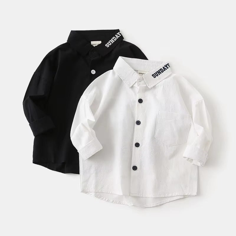 2024 Autumn Boys' Solid Shirt – Wholesale, Korean (Embroidered, Daily)