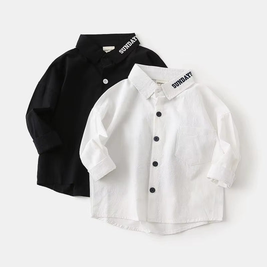 2024 Autumn Boys' Solid Shirt – Wholesale, Korean (Embroidered, Daily)
