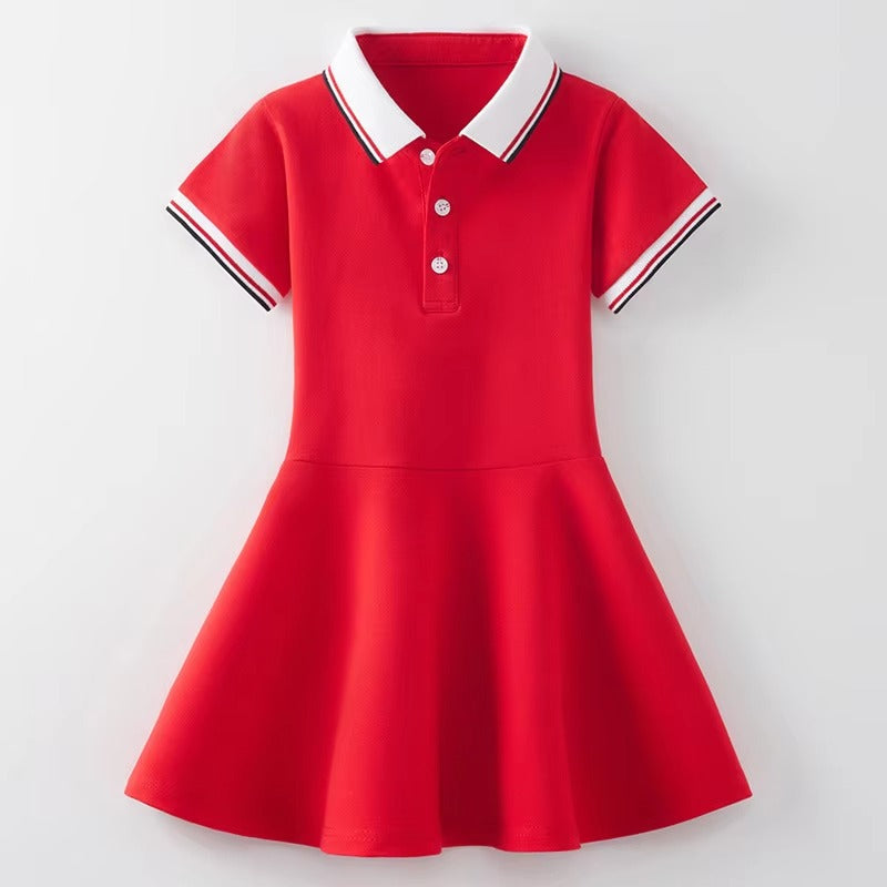 2025 Girls' Cotton Polo Skirts – Summer (Long Sleeve)