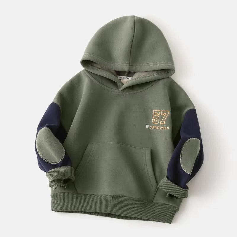 Boys' Korean-Style Velvet Hoodie – 2024 Autumn-Winter New (Thick, Casual, Handsome)