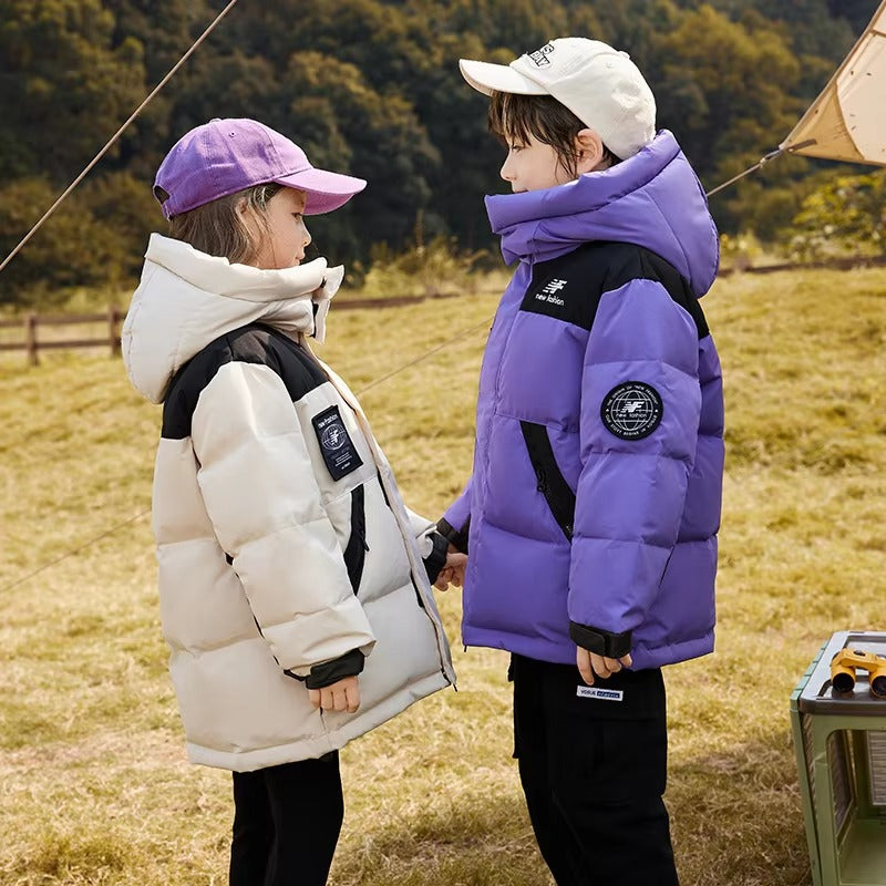 Kids' Korean White Duck Down Winter Coat – Thick, Hooded (Long, Medium-Large Sizes)