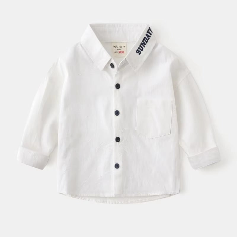 2024 Autumn Boys' Solid Shirt – Wholesale, Korean (Embroidered, Daily)