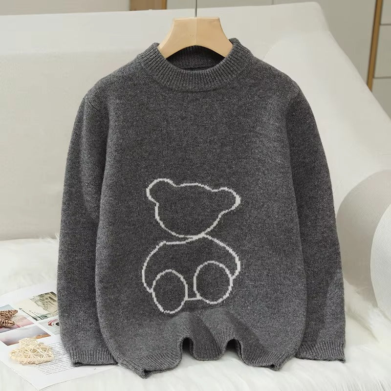 Girls' Pure Wool Winter Sweaters – Cartoon, Thick Warm (Loose, Wholesale)