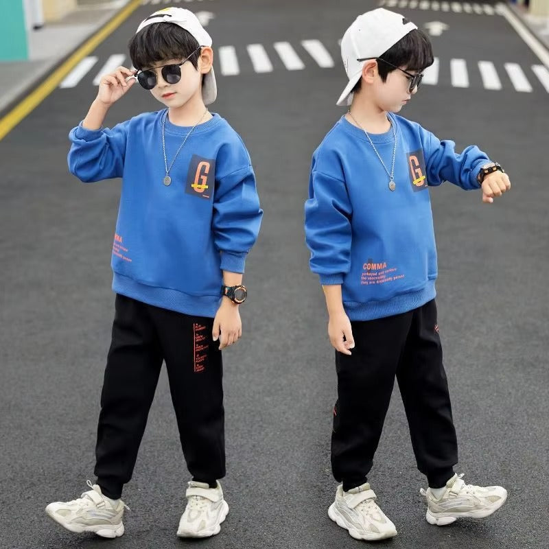 Boys' 2-Piece Sports Suit – Spring/Auto/Winter (Long-Sleeve, T-shirt & Pants)