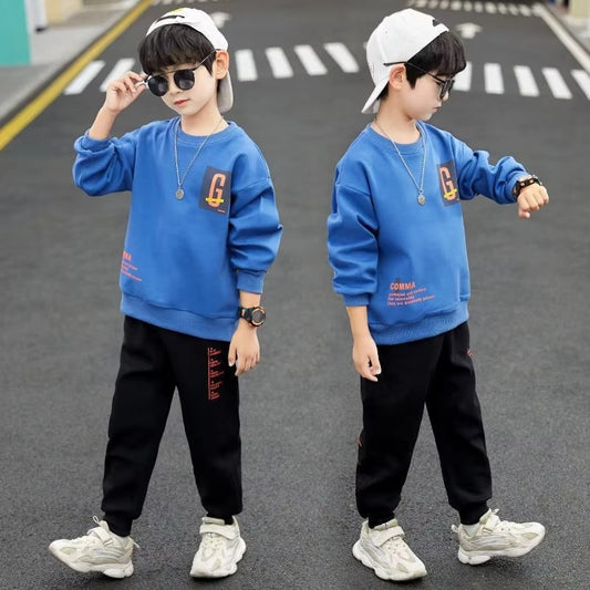 Boys' 2-Piece Sports Suit – Spring/Auto/Winter (Long-Sleeve, T-shirt & Pants)
