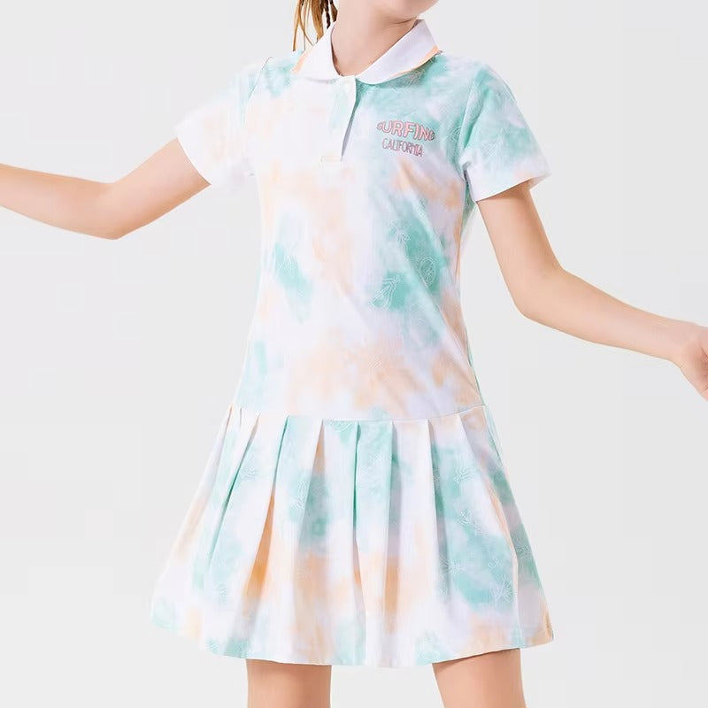 Girls' Quick - Dry Ice - Sense Sports Dress – Golf - style (Short - Sleeve, Cute, Soft, Breathable, High - Quality)