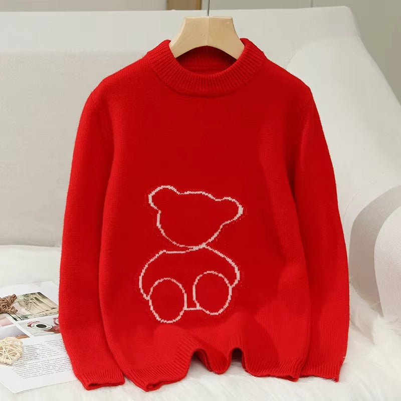 Girls' Pure Wool Winter Sweaters – Cartoon, Thick Warm (Loose, Wholesale)