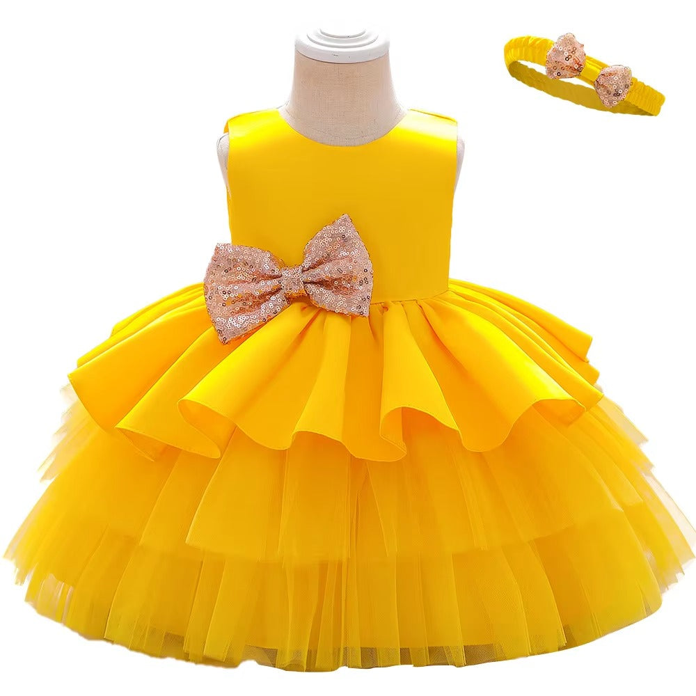 Wholesale Girls' Fancy Dresses – 6-Color Mixed (3Y+, Red, Ruffle, Embroidered)