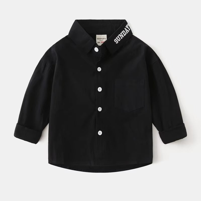2024 Autumn Boys' Solid Shirt – Wholesale, Korean (Embroidered, Daily)