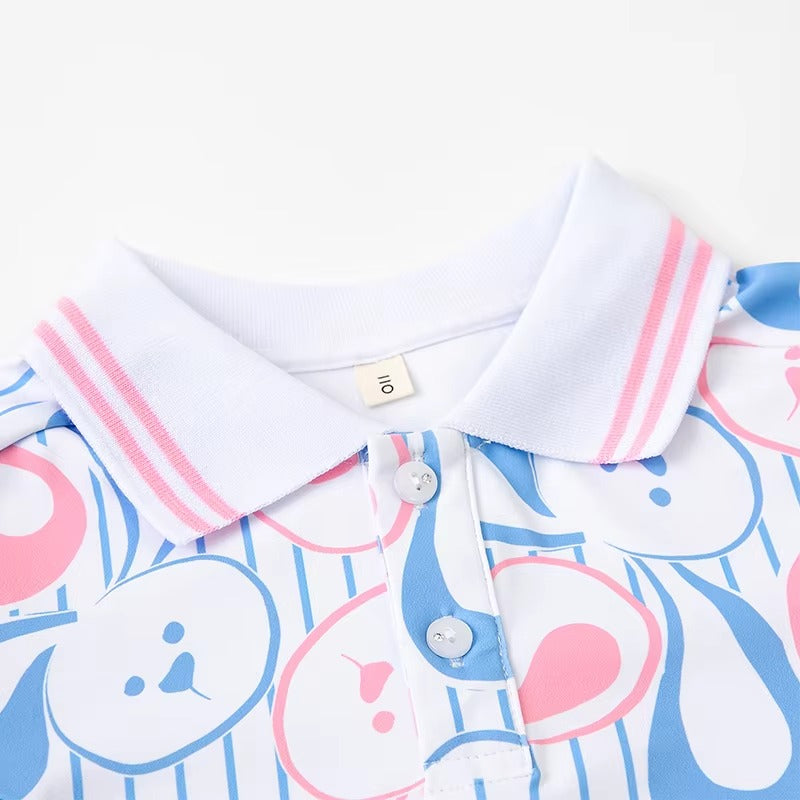 Girls' Customized Tennis Sports Dress – Quick-Drying (Short-Sleeve, Knee-Length, Cartoon, Wholesale)