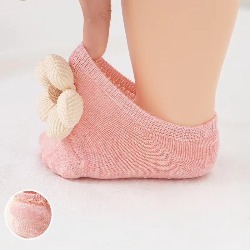 Infant Flower Boat Socks – Spring/Summer (Non-Slip Dot Glue)