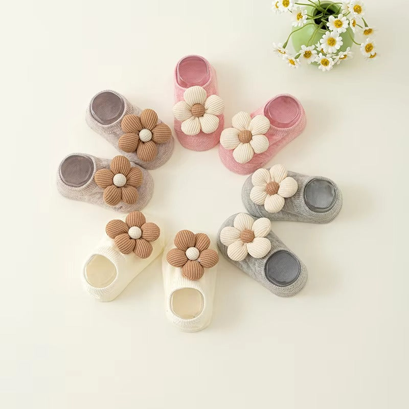 Infant Flower Boat Socks – Spring/Summer (Non-Slip Dot Glue)