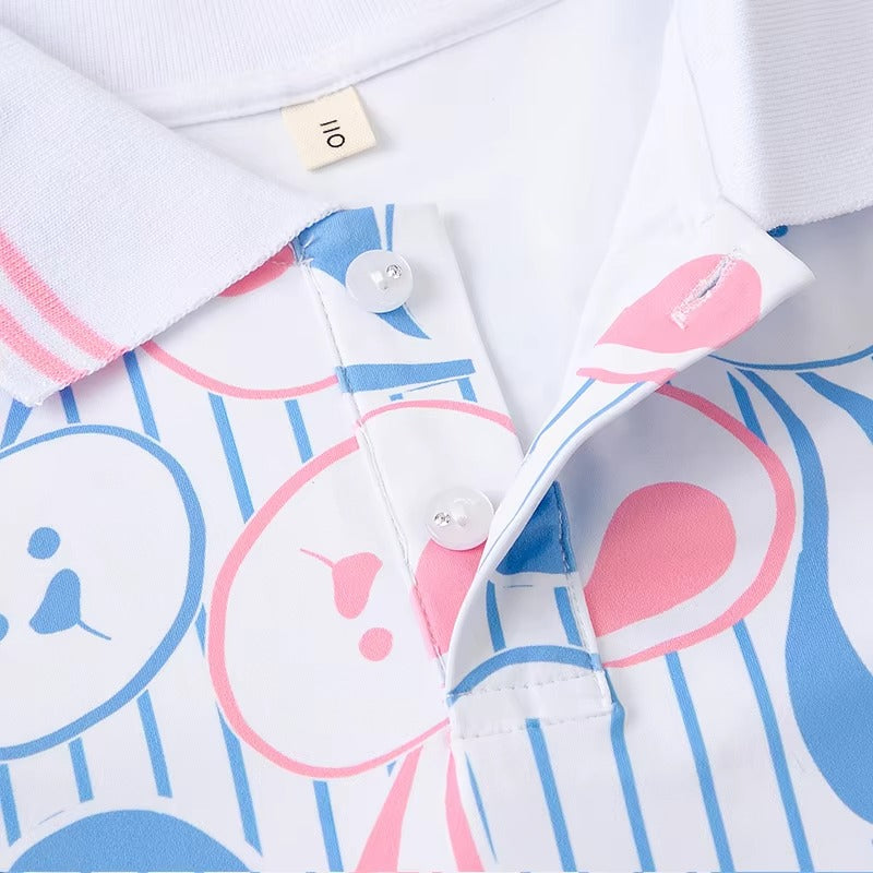 Girls' Customized Tennis Sports Dress – Quick-Drying (Short-Sleeve, Knee-Length, Cartoon, Wholesale)