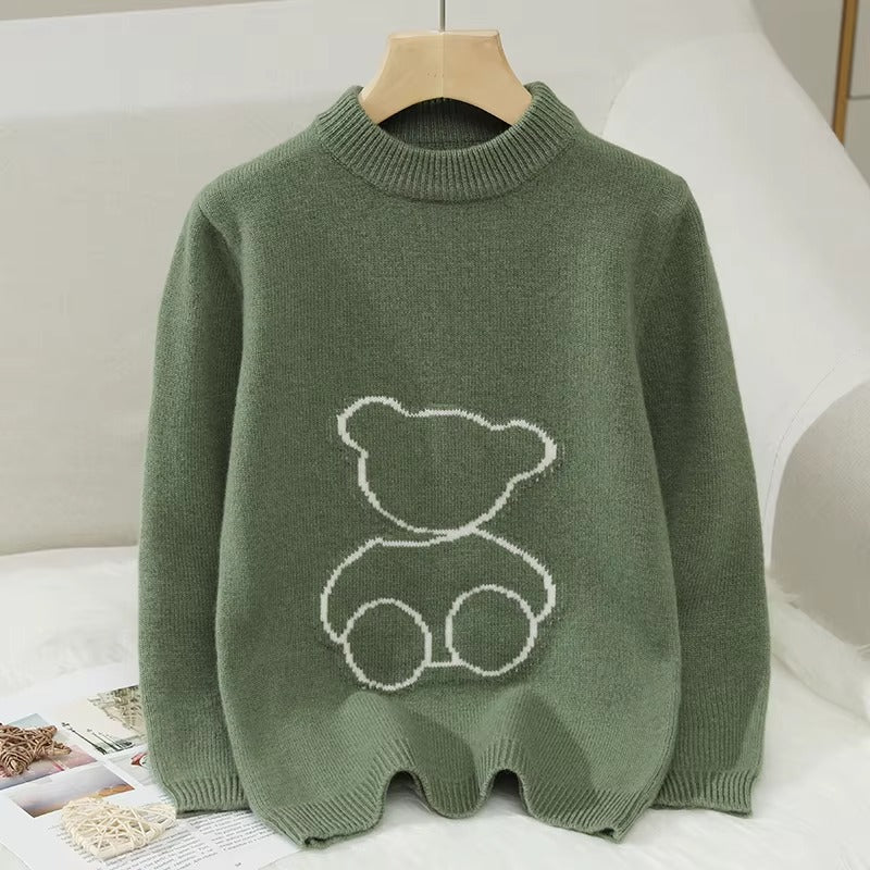 Girls' Pure Wool Winter Sweaters – Cartoon, Thick Warm (Loose, Wholesale)