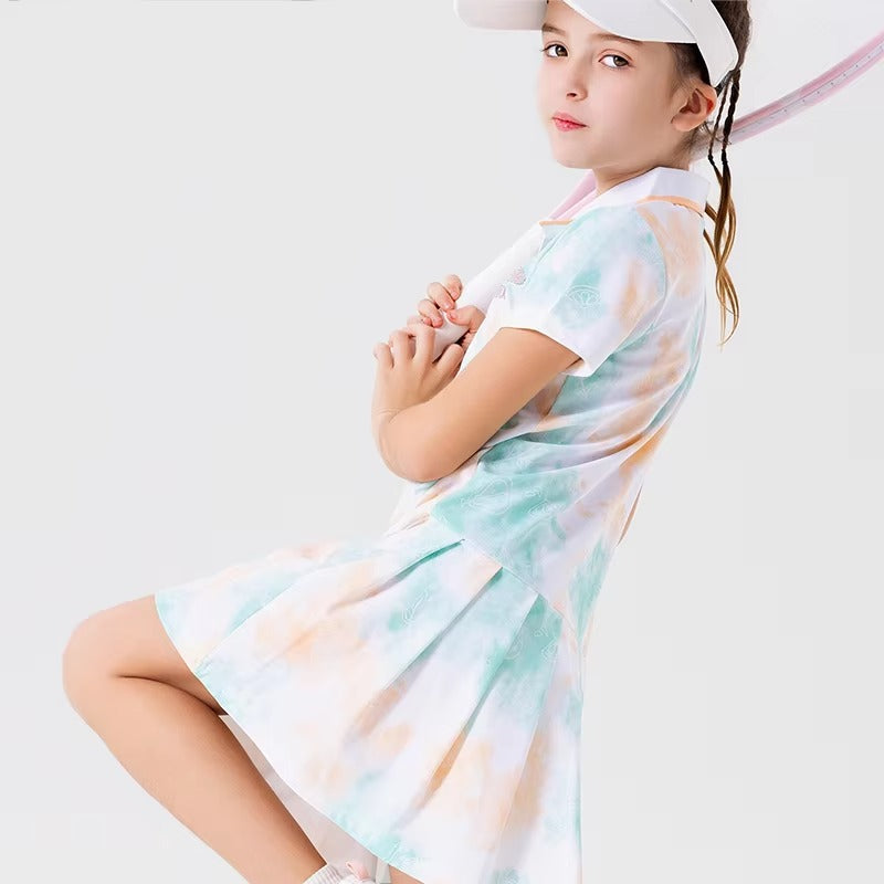 Girls' Quick - Dry Ice - Sense Sports Dress – Golf - style (Short - Sleeve, Cute, Soft, Breathable, High - Quality)