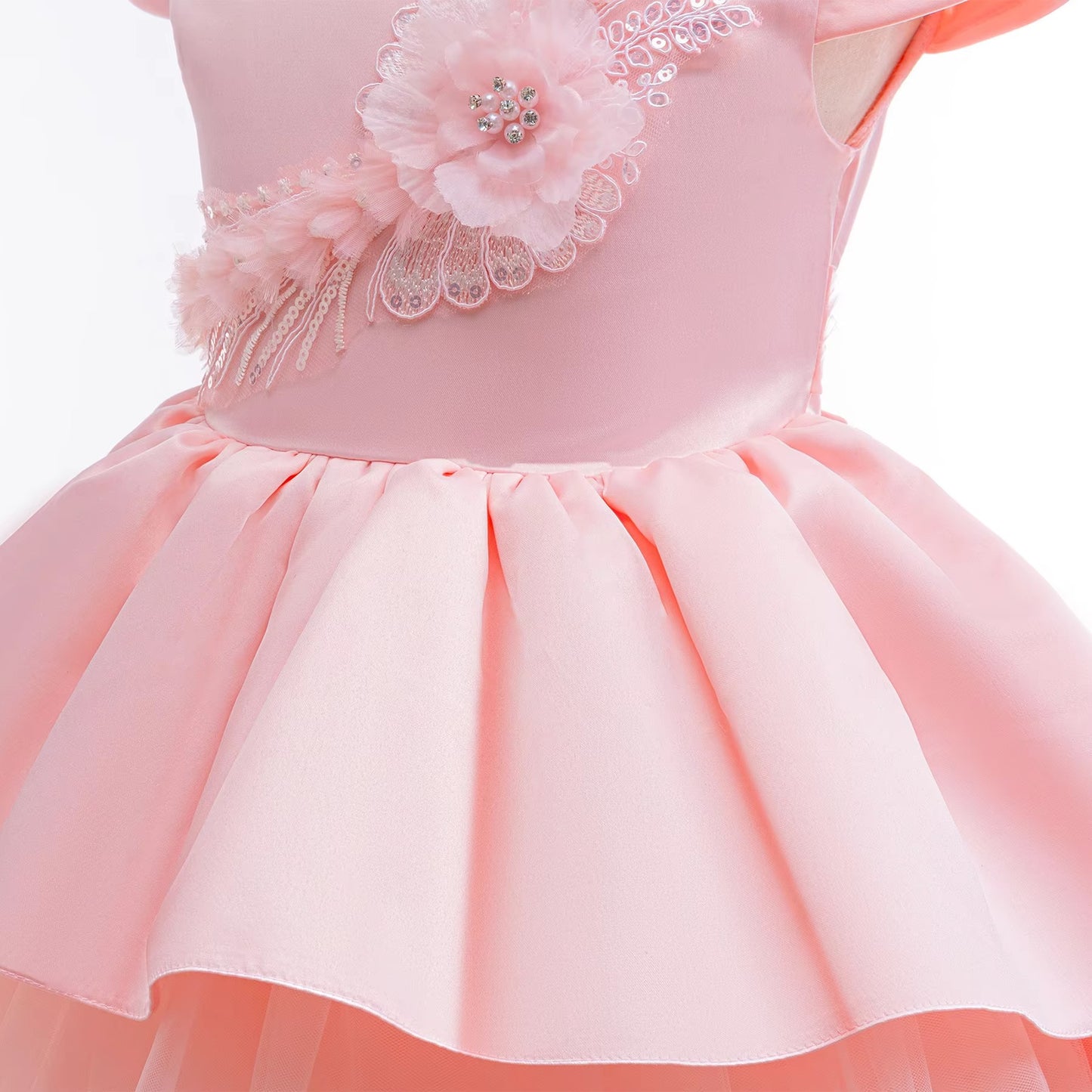 2025 Dropshipping Girls' Gauze Dresses – 3D Embroidered (Flower Girl)
