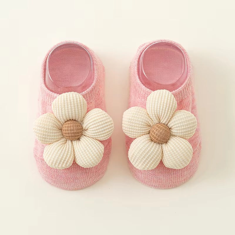 Infant Flower Boat Socks – Spring/Summer (Non-Slip Dot Glue)