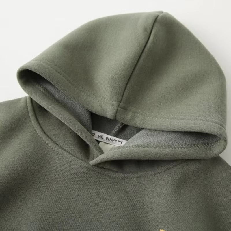 Boys' Korean-Style Velvet Hoodie – 2024 Autumn-Winter New (Thick, Casual, Handsome)