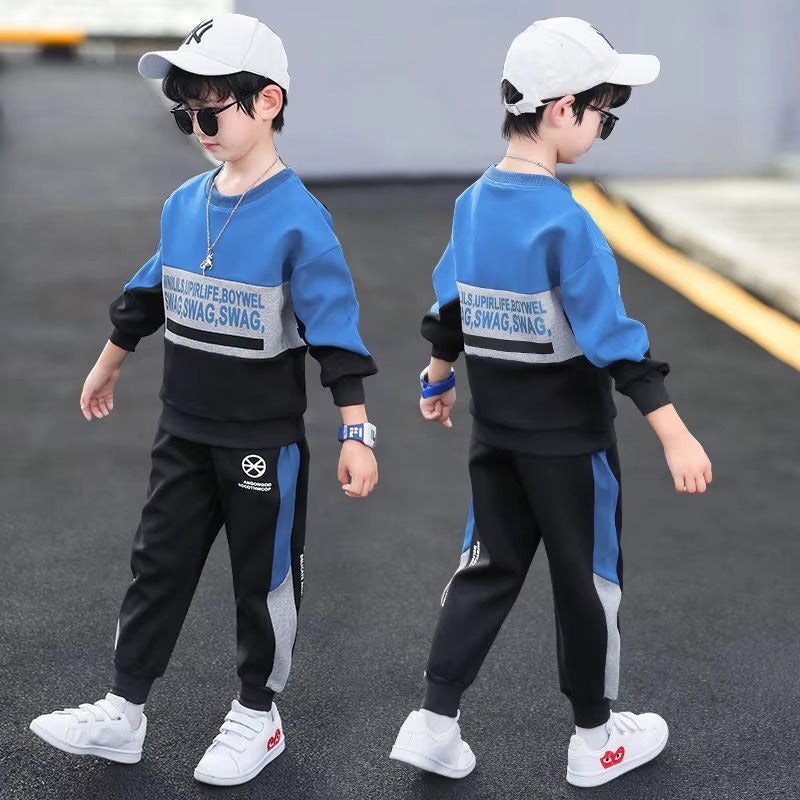 Boys' 2-Piece Sports Suit – Spring/Auto/Winter (Long-Sleeve, T-shirt & Pants)