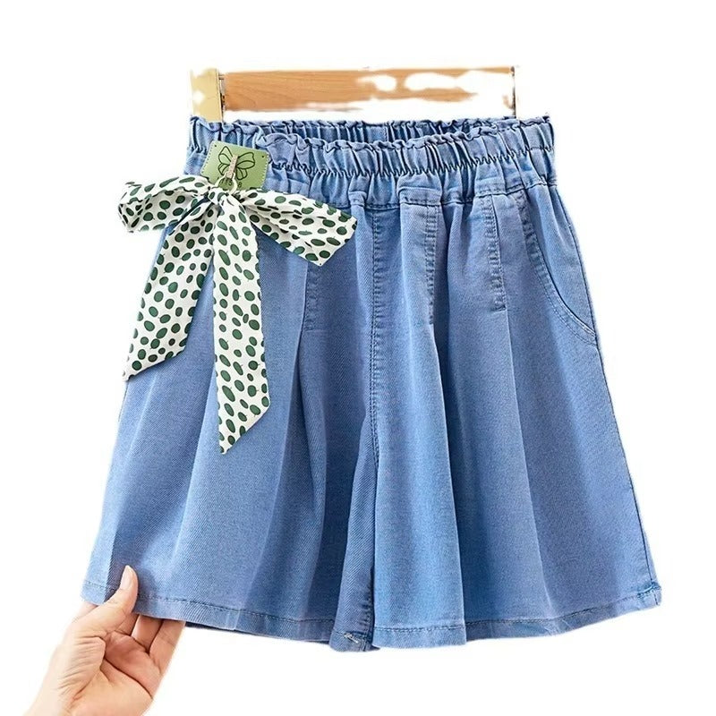 Wholesale Girls' Korean Denim Shorts – Summer Solid (Casual, Daily)