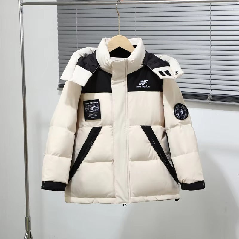 Kids' Korean White Duck Down Winter Coat – Thick, Hooded (Long, Medium-Large Sizes)