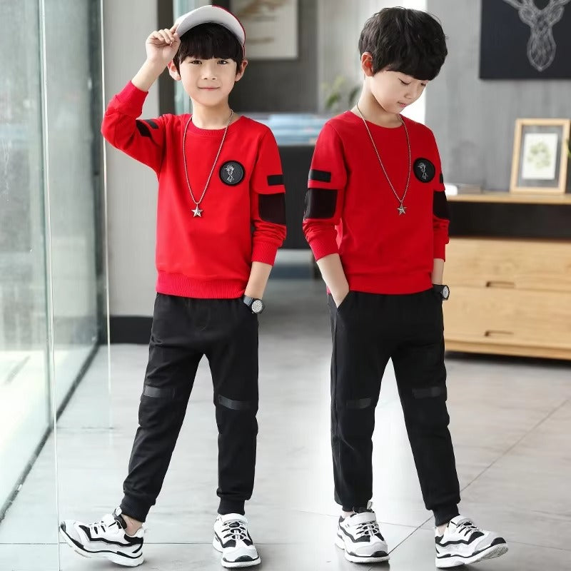 Boys' 2-Piece Sports Suit – Spring/Auto/Winter (Long-Sleeve, T-shirt & Pants)